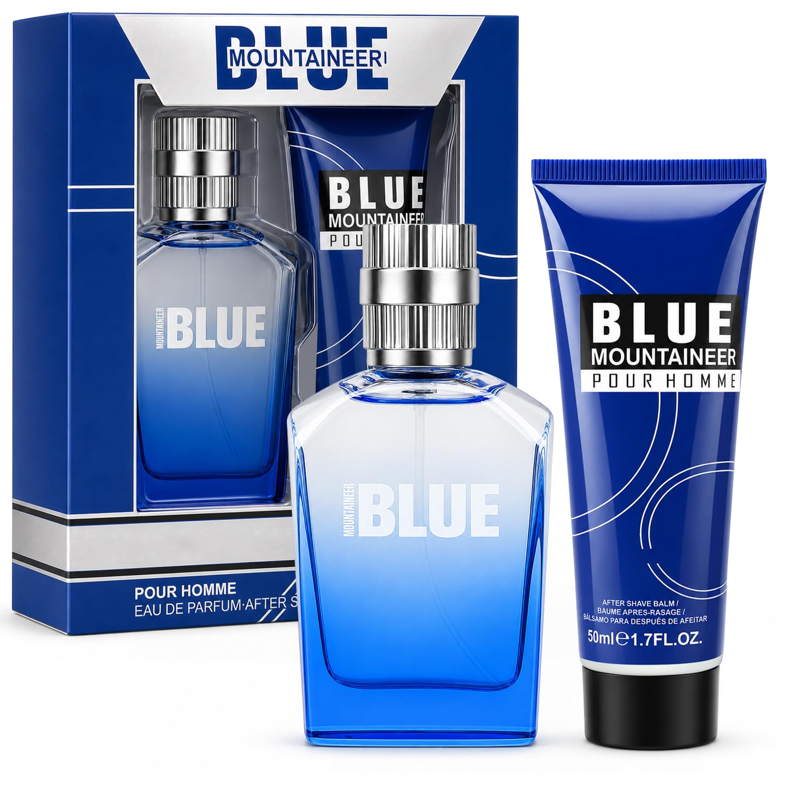 Parfüm Herren Geschenkset Männer, Eau de Parfum 30ml + After Shave Balsam 50ml, Langanhaltender Holznote mit Minze Tee Vetiver, Duft-sets für Herren-Vatertag & Geburtstag& Valentinstag