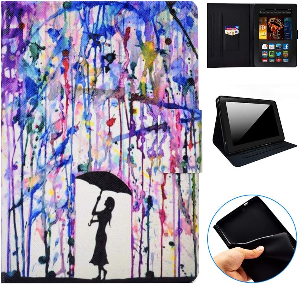 GSWAY Case for Amazon Fire HDX 7 2013, Ultrathin Lightweight Folding Stand PU Leather Cover with Auto Sleep/Wake for Amazon Kindle Fire HDX 7" (3rd generation, 2013 release) - Graffiti Girl