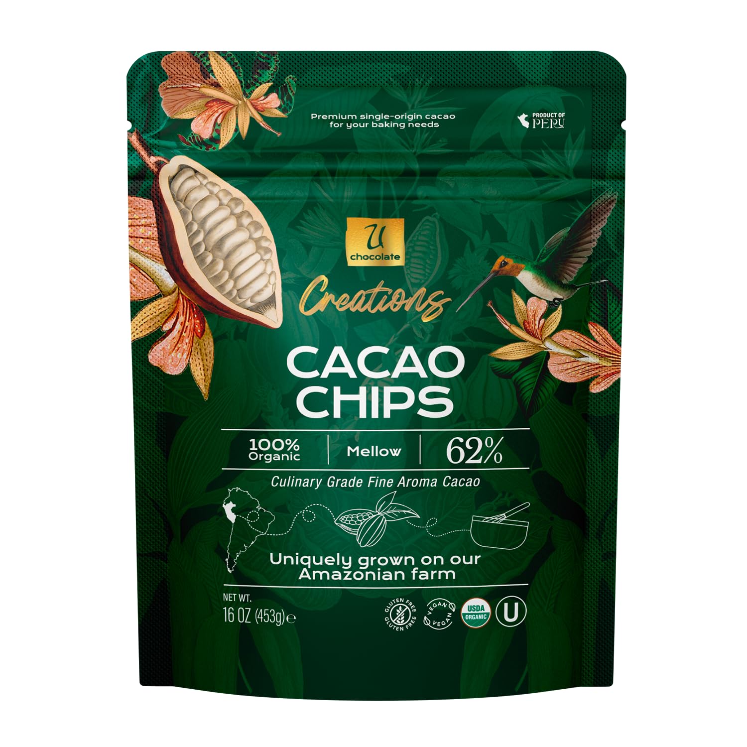 U Chocolate Organic 62% Dark Chocolate Chips – Just 2 ingredients – Fresh from…