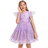 IMEKIS Toddler Kids Girls Confetti Stars Birthday Princess Dress Tulle Boho Cake Smash Photo Shoot Outfit for 3-10T
