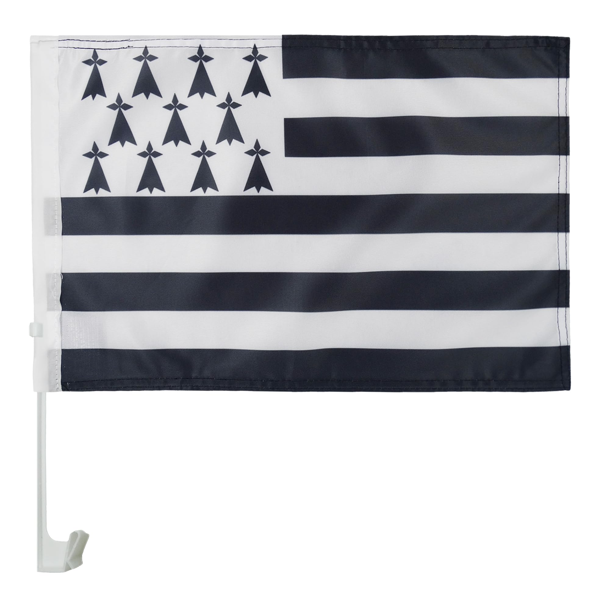 AZ FLAG Brittany Car Flag 18'' x 12'' - French region of Bretagne Car flags 30 x 45cm - Banner 18x12 INCHES PLASTIC STICK