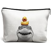 DOFQZ Shark Coastal Beach Makeup Bag, Shark Lover Gifts Cosmetic Toiletry Bags for Women, Gifts for Beach Lovers, Ocean Animal Makeup Zipper Pouch