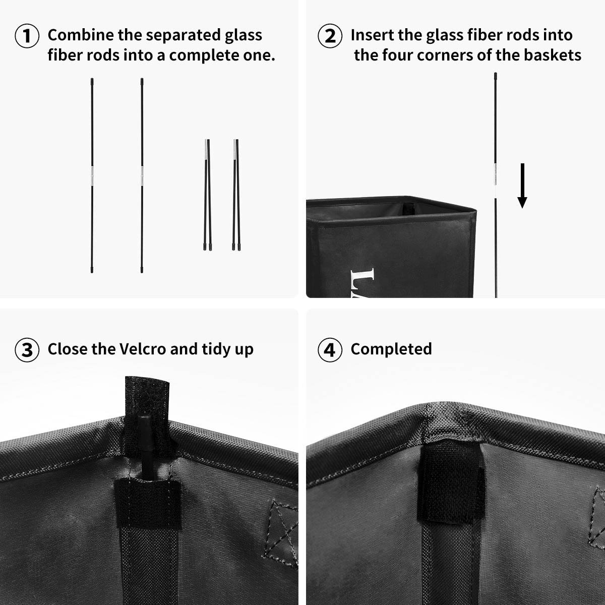 Chrislley Foldable Laundry Basket Large Standing Handy Rectangular Laundry Bin 600D Oxford Fabric Waterproof Laundry Hamper 73.6L (Black)