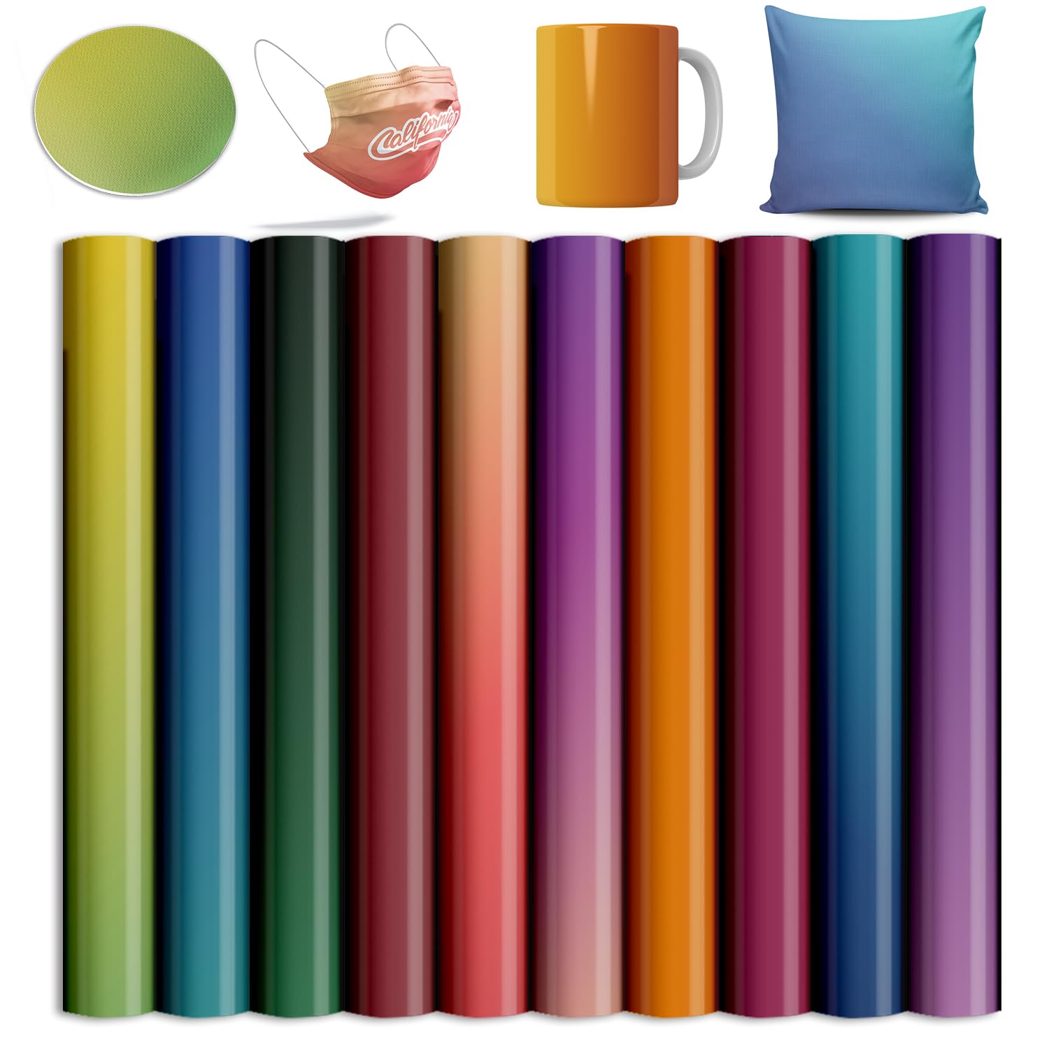 Photo 1 of Solor Color Sublimation Transfer Sheets for Heat Press Machine,Gradient Sublimation Paper for Tumblers Blanks Tshirts,10 Sheets 12x12inch