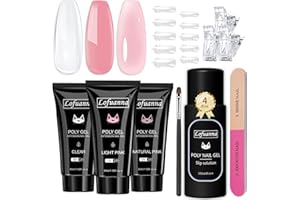 Lofuanna Poly Gel Nail Kit-30ML Clear Pink Set Poly Nail Gel Nail Starter kit, Nail Extension Gel With 120ML Slip Solution 120Pcs Nail form,Nail Strengthen Gel Nail Art Design for Beginners