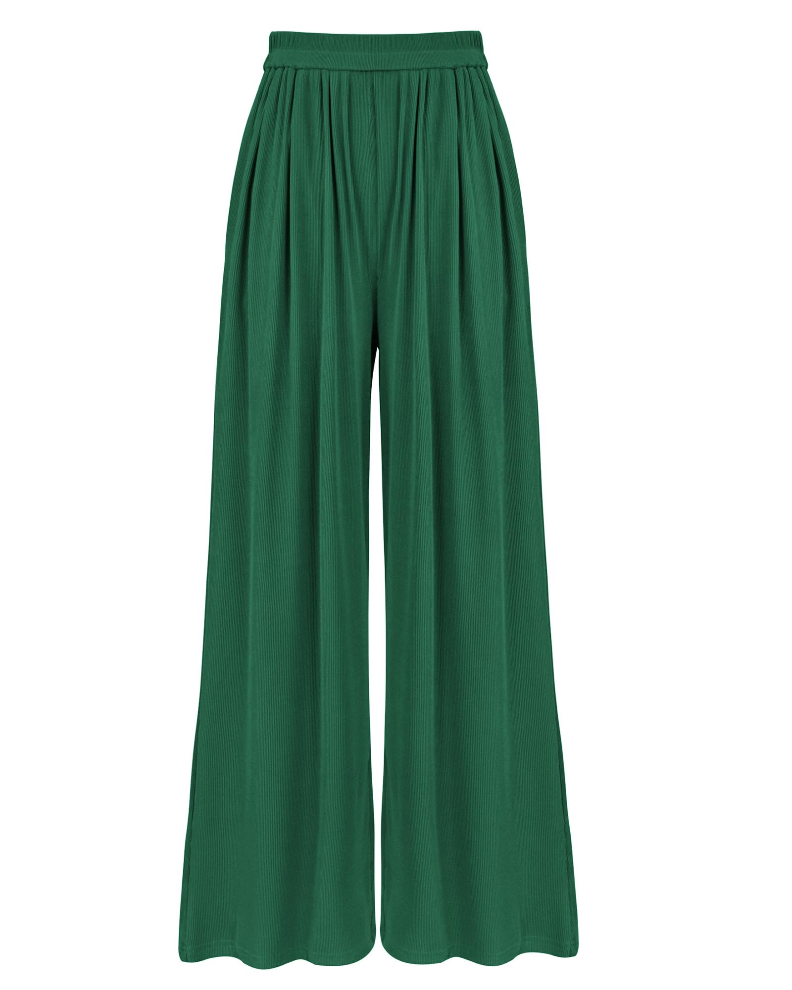 Photo 1 of BTFBM Palazzo Pants for Women Spring Summer Clothes 2026 Pockets High Waist Casual Knit Flowy Wide Leg Trousers(Green, Medium)