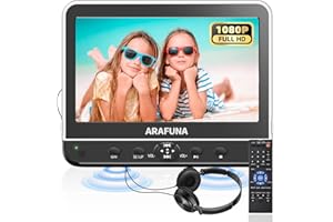 ARAFUNA 10.5" Car DVD Player with 1080P HDMI Input, Portable DVD Player for Car, Car TV with Headrest Mounting Bracket, Support USB/SD Card/Sync TV, Region Free