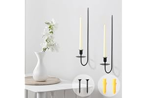 ALSOLIFE Black Candle Sconces Set of 2，Metal Wall Candle Holders,Wall Decorations for Kitchens,Porch,Living Rooms,Entryway,Fireplaces
