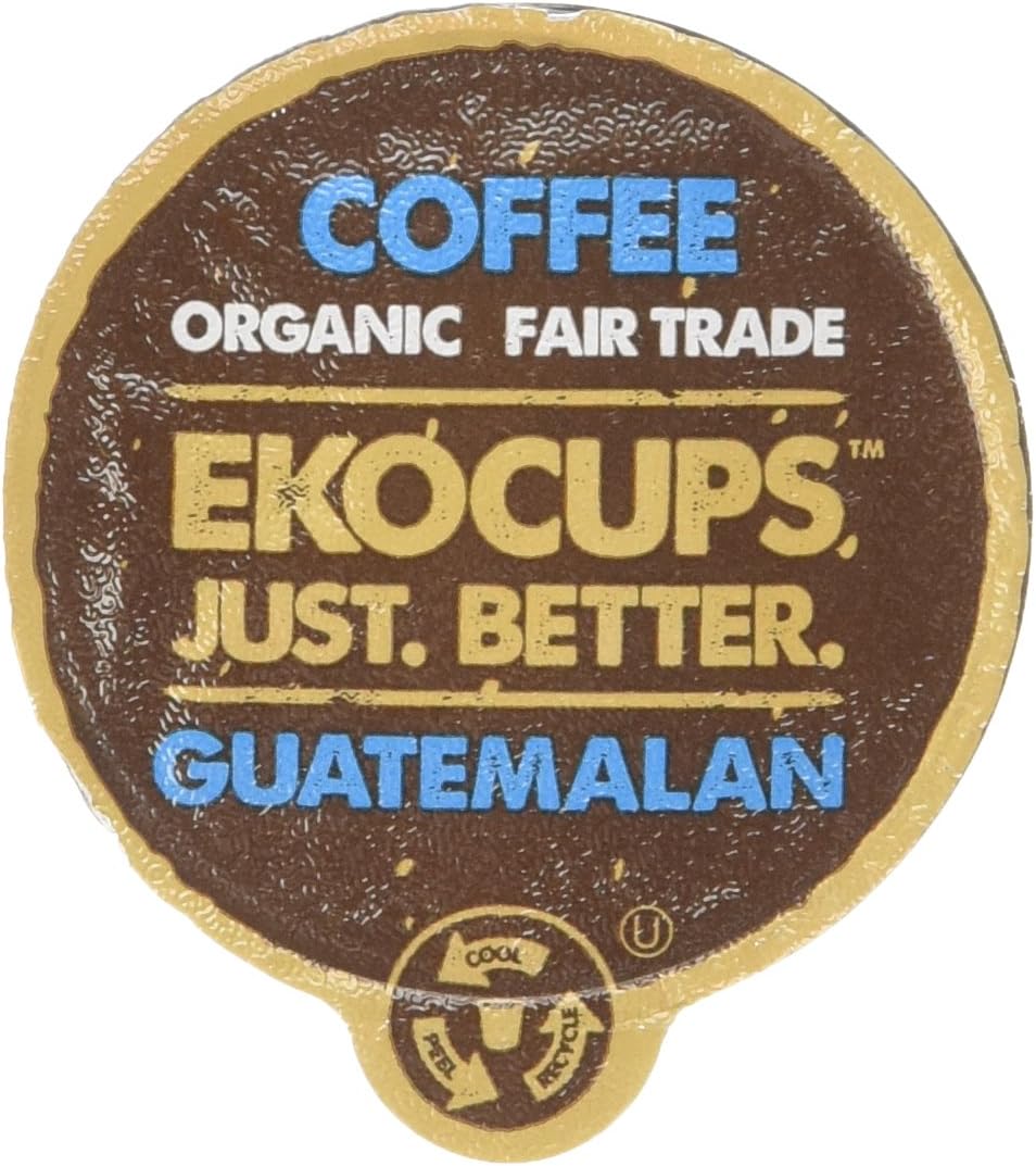 EKOCUPS Artisan Guatemalan Coffee, Medium Roast, in Recyclable Single Serve Cups for Keurig K-cup Brewers, 10 count