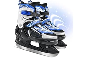 DFXLF Kids Ice Skates for Boys Girls Adjustable Pink Iceskates Stainless Children's Steel Blades Ages 3-5 5-8 6-12 Skating Shoes Fuzzy Lining Outdoor Men and Women Rink Soft Warm Indoor