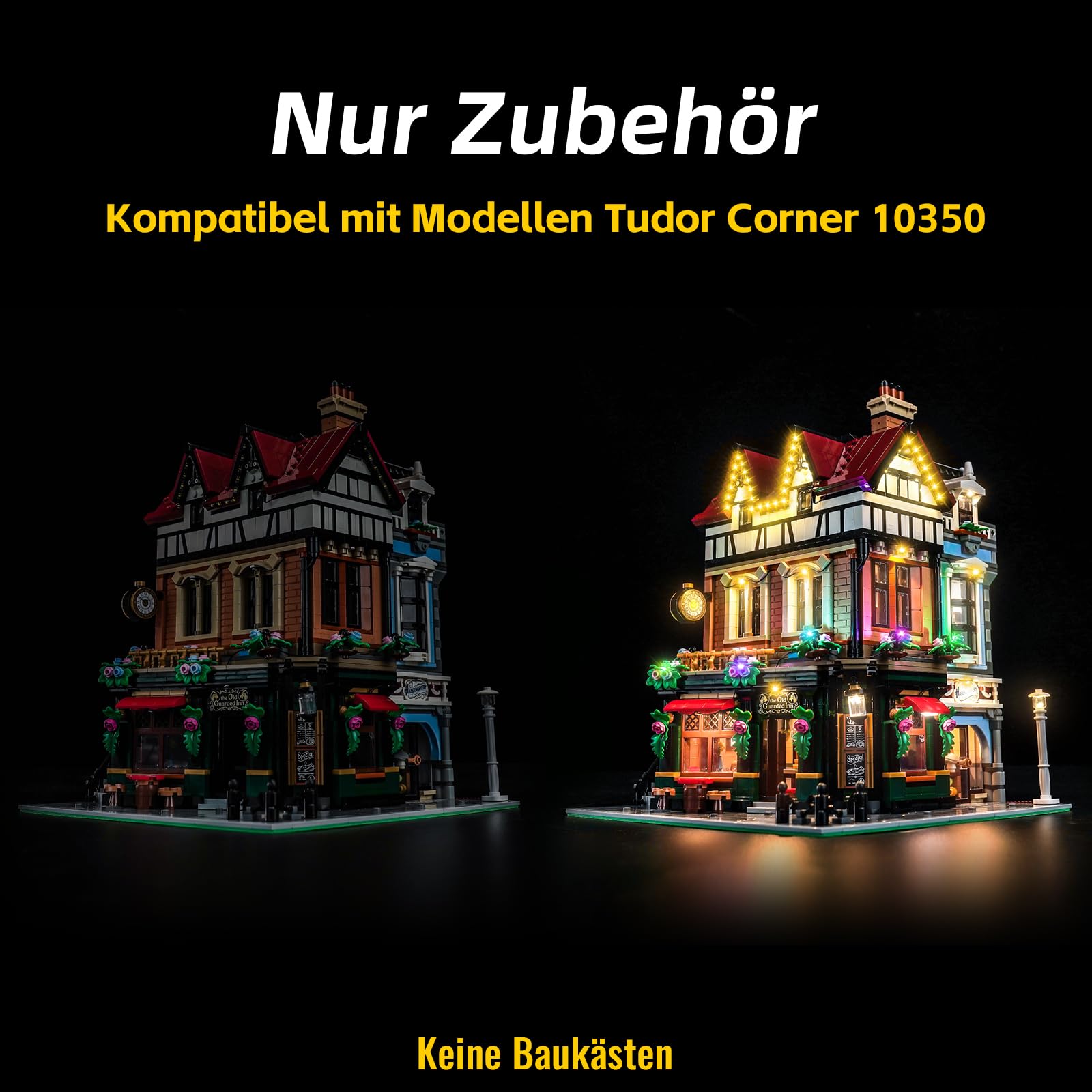 Led Licht Set Kompatibel mit Lego 10350 Tudor Corner (Kein Modell), Dekorationsbeleuchtungsset Compatible with Lego Tudor Corner Bausteinen Modell 2