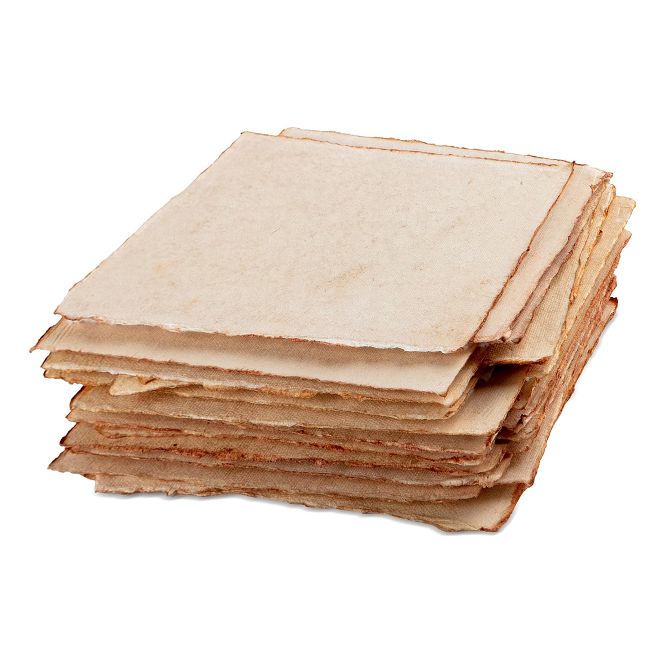 Wanderings Thick Handmade Vintage Watercolor Paper with Deckle Edge - 203x203-300GSM - Premium Antiqued Cold Press Textured Mixed Media Paper Made with Recycled Cotton - 25 Loose Leaf Sheets