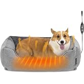 TENECUTE Heated Dog Bed with Auto Sensing Heated pad, 3-Temperature Settings &amp; Chew-Resistant Cord - Sofa-Style Heated Pad for Large Dogs