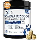 NATURE TARGET Omega 3 Fish Oil for Dogs, Salmon Oil for Dogs Skin and Coat with EPA & DHA Fatty Acids, Dog Itchy Skin Relief & Hot Spot Treatment, Reduce Shedding, Support Hip & Joint Health - 180 ct
