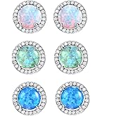 3 Pack Set Opal Stud Earrings for Women Hypoallergenic Opal Earrings Jewelry for Mother's Day