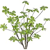 CISDUEO 3 Pcs Artificial Green Leaves Stem Plants Faux Floral Stems Fake Leaves Silk Artificial Greenery Branches with Long Stem for Vases Farmhouse Centerpiece Home Office Party Wedding Shop Decor