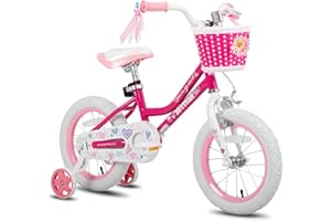 JOYSTAR Angel Girls Bike for Toddlers and Kids Ages 2-13 Years Old, 12 14 16 18 20 Inch Kids Bike with Training Wheels & Basket, 20 24 Inch Girls Bicycle with Handbrake & Kickstand