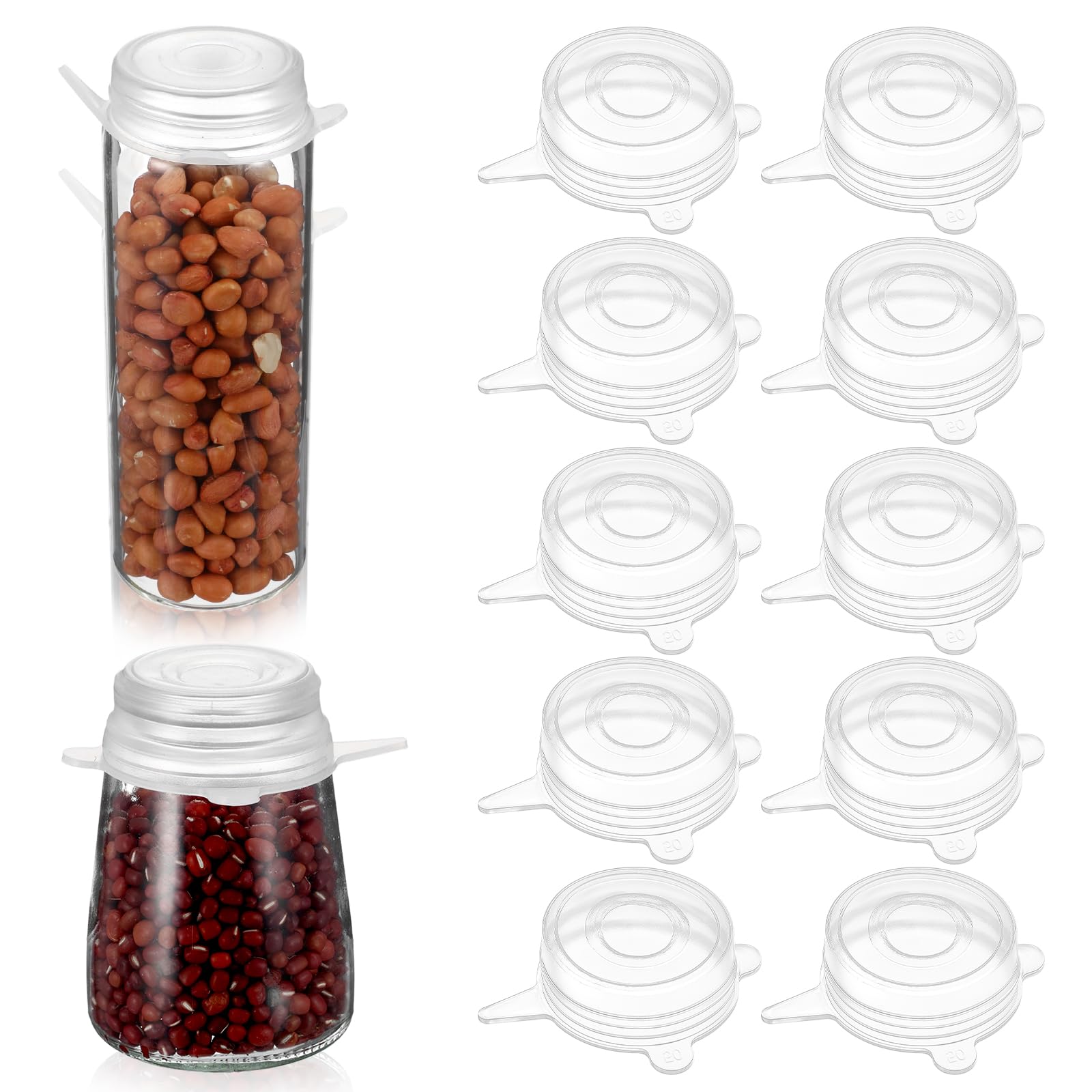 Photo 1 of 10 Pcs Extra Small Silicone Stretch Lids, 2 Inch Sturdy Reusable Silicone Stretch Lids Jar Cover Sealed Food Storage Covers to Fit 2 In to 2.4 In Small Yogurt Jars Milk Bottles Cans