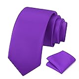 PenSee Men's Purple Tie Set Solid Pure Color