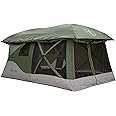 Gazelle Tents™, T4 Tandem Hub Tent, Easy 90 Second Set-Up, Waterproof, UV Resistant, Convertible Screen Room, Removable Floor, 4-8 Person, Alpine Green, 78" x 94" x 165", GT450GR