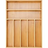 Besilord Silverware Organizer Kitchen Drawer Organizer Utensil Organizer Bamboo Silverware Holder Cutlery Organizer in Drawer Flatware Organizer Tray(7 slots, Natural