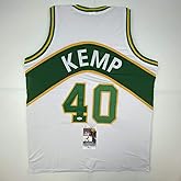 Autographed/Signed Shawn Kemp Seattle White Basketball Jersey JSA COA