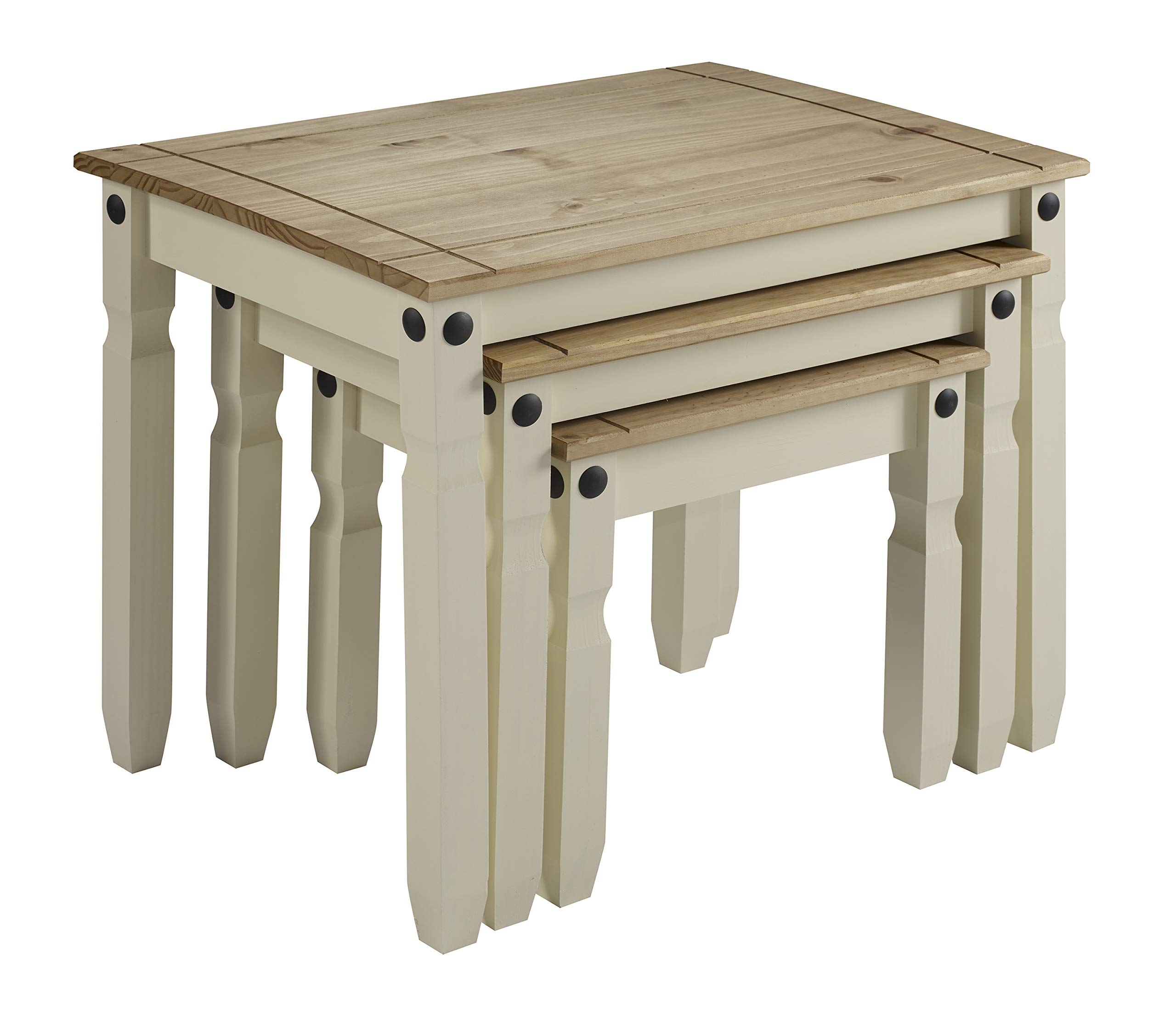 Mercers Furniture Corona Painted Nest of 3 Tables Cream / Pine Buy