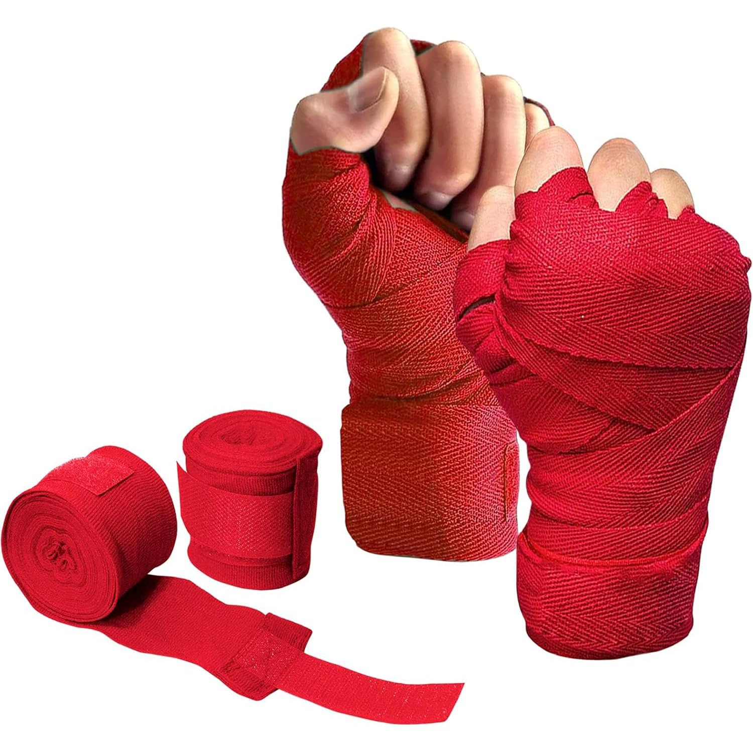 YNR MMA Boxing Hand Wraps - Inner Gloves, Short Boxing Bandages for Men, Women & Kids, Wrist Support Straps, Kickboxing Gym Wraps, Boxing & Glove Wraps | (Red)
