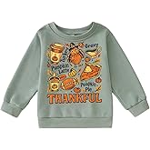 KEKEMI Toddler Boys Girls Thanksgiving Sweatshirt Thankful Graphic Shirt Funny Turkey Print Pullover Tops Holiday Outfits