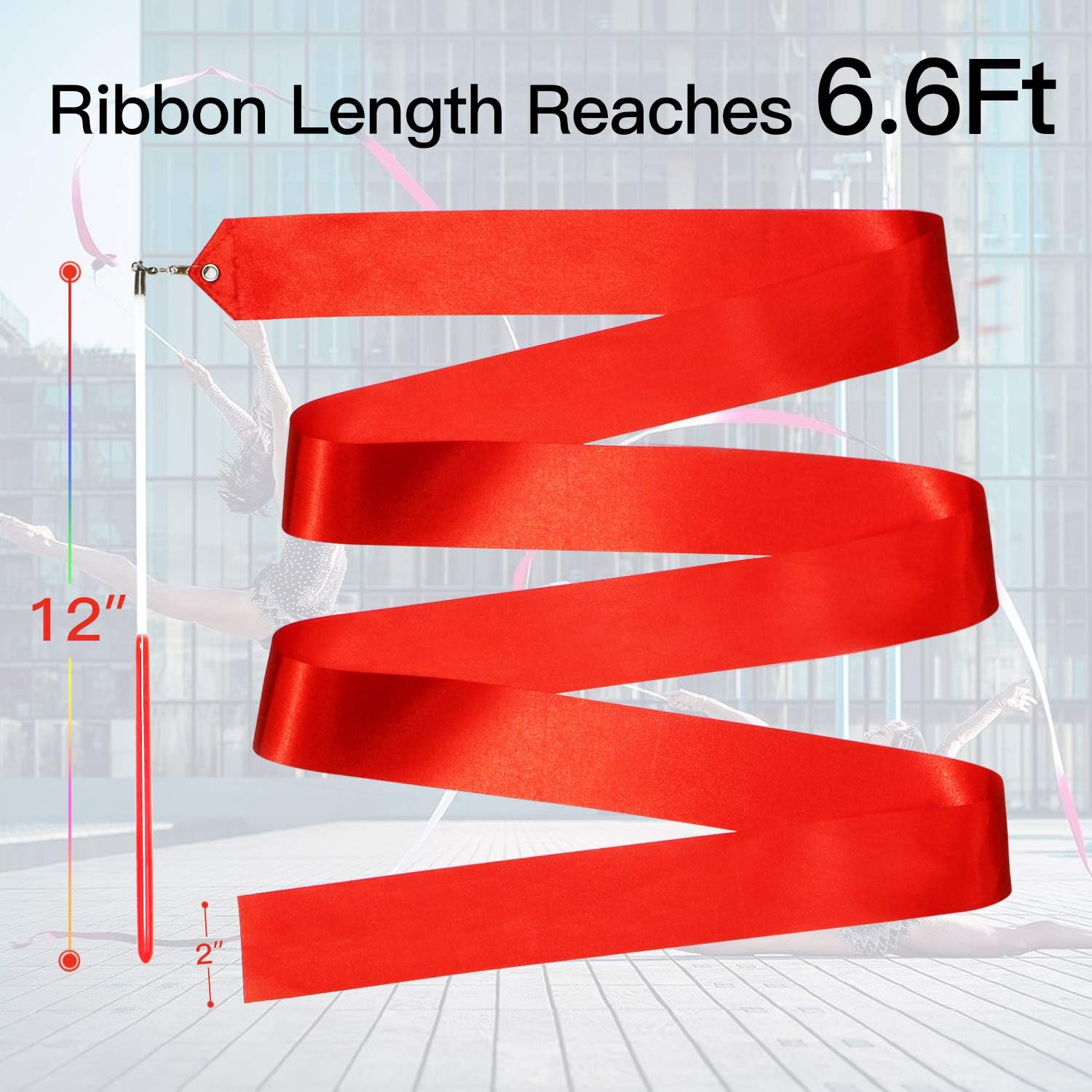 NOVELTY PLACE 10pcs Dance Ribbons Streamers -2m Unisex Children Kids' Gymnastics Dancing Ribbon Wands - Image 4