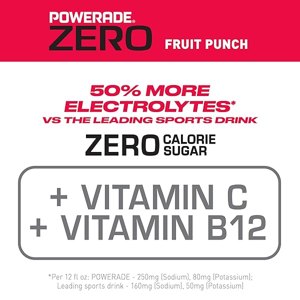 POWERADE ZERO FRUIT PUNCH, 20 FL OZ, 8 PACK