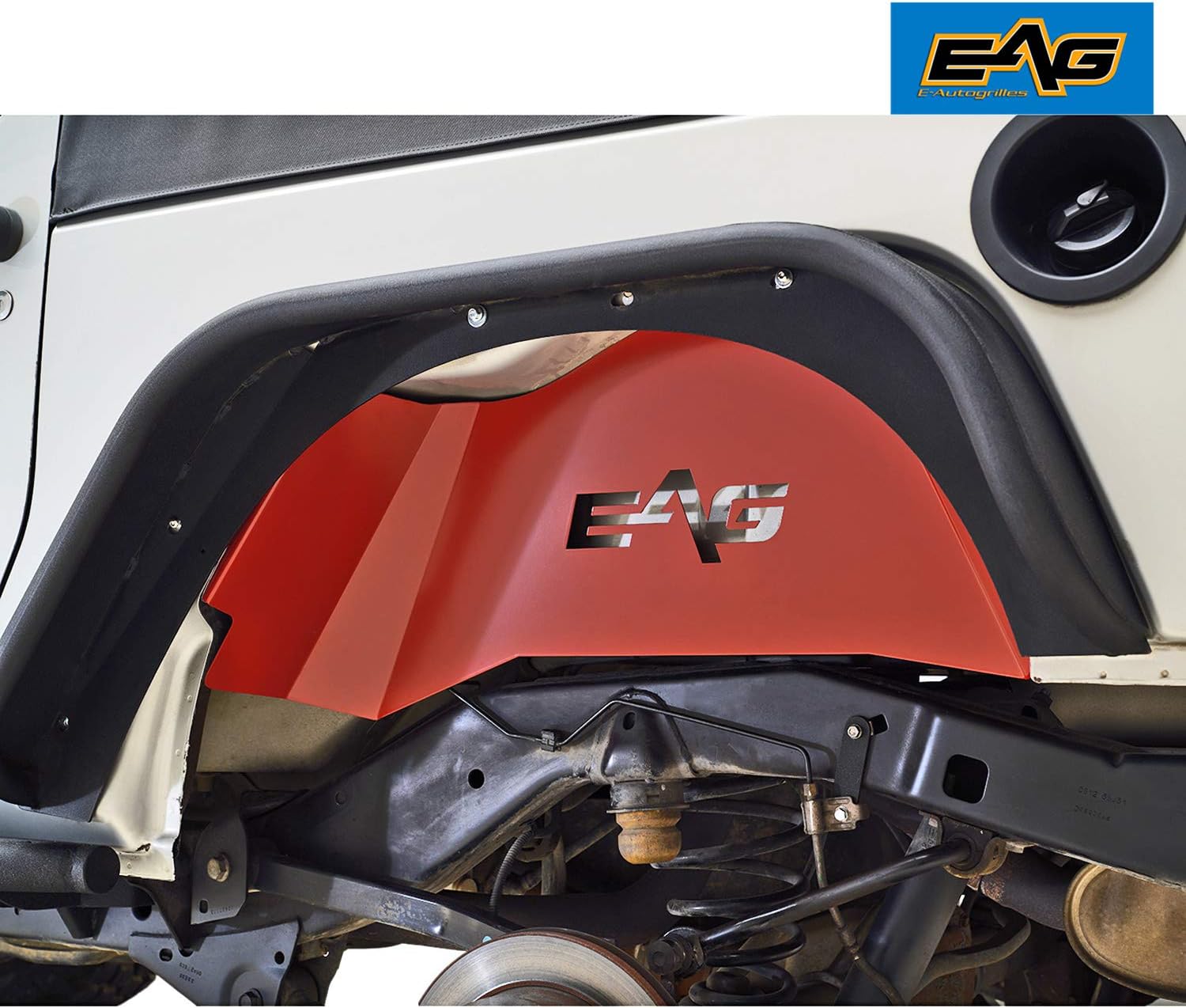 EAG JK Front and Rear Inner Fender Kit Sheet Metal Red 6PCS with Logo