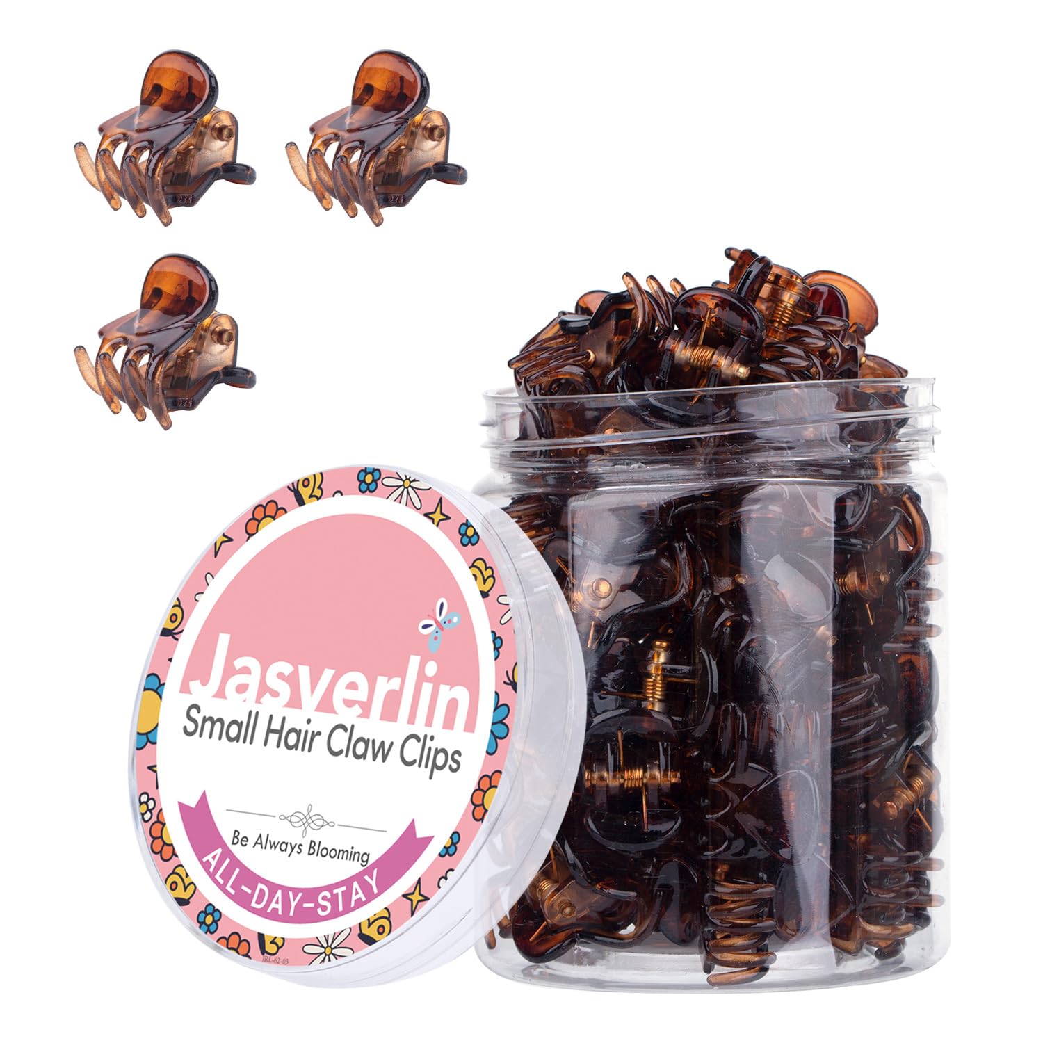 JASVERLIN Small Hair Claw Clips, Fine Thin Short Hair Accessories for Women Girls, Mini Tiny Claw Clip Cute Super Grip Plastic Jaw 50 Pcs (Dark Brown)