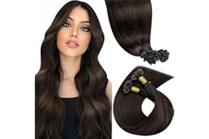 LaaVoo U Tip Hair Extensions Human Hair Dark Brown Utip Hair Extensions Human Hair for Women 20 inch Brown Ktip Human Hair Ex