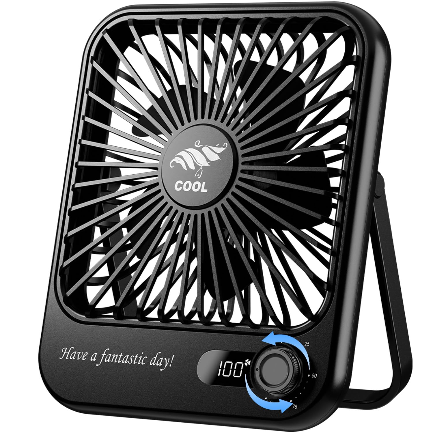 Photo 1 of Fenxyo Portable Desk Fan Quiet, 4000mAh Battery Powered Fan for Travel, 10 Hours Runtime, 180° Foldable Personal Travel Fan for Home Office Bedroom Outdoor Camping, Cruise Essentials - Black
