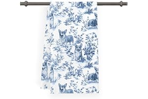 Chinoiserie Corgi Kitchen Towels, Corgi Decor Gifts for Corgi Lovers, Dog Mom Gifts for Women, Dogs Lover Gift, Reusable Blue