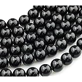 Zenkeeper About 180 Pcs Black Obsidian Beads for Jewelry Making 4 MM Black Obsidian Gemstones Loose Stone Beads