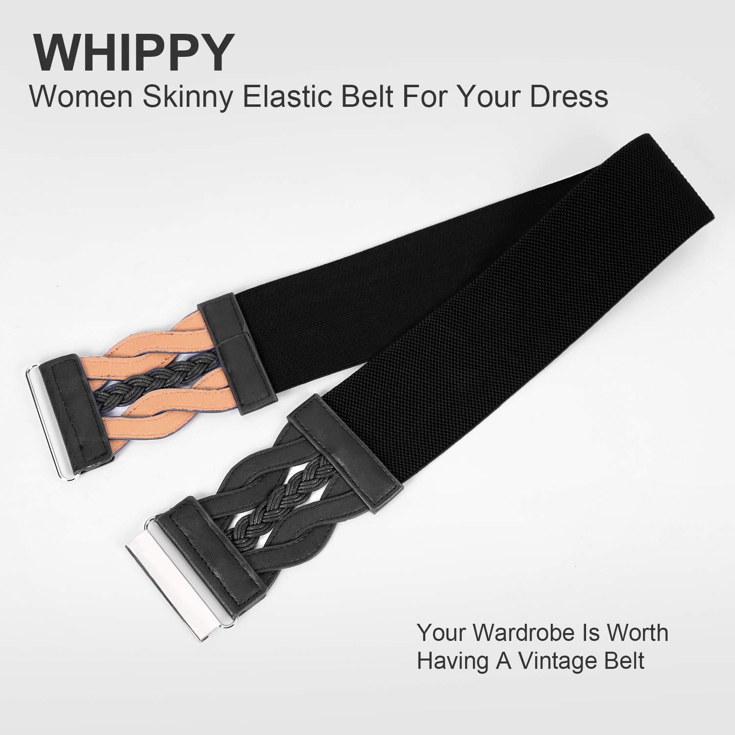 Women Vintage Wide Elastic Stretchy Waist Belt Ladies Retro Waistband for Dress by WHIPPY
