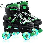 SMOOJOY Roller Skates for Kids Girls and Boys with Light-Up Wheels | Adjustable Size Rollerskates Shoes for Youth and Women Ages 5-8 and 8-12
