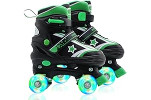 SMOOJOY Roller Skates for Kids Girls and Boys with Light-Up Wheels | Adjustable Size Rollerskates Shoes for Youth and Women Ages 5-8 and 8-12
