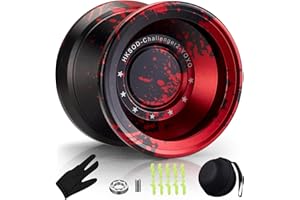 Hksod C2 Yoyo Professional Responsive, Beginners , Dual Function yoyos, Metal Yoyo with Bag, Gloves, 10 Yo-Yo Strings and Responsive Bearings Kit - Black+Red
