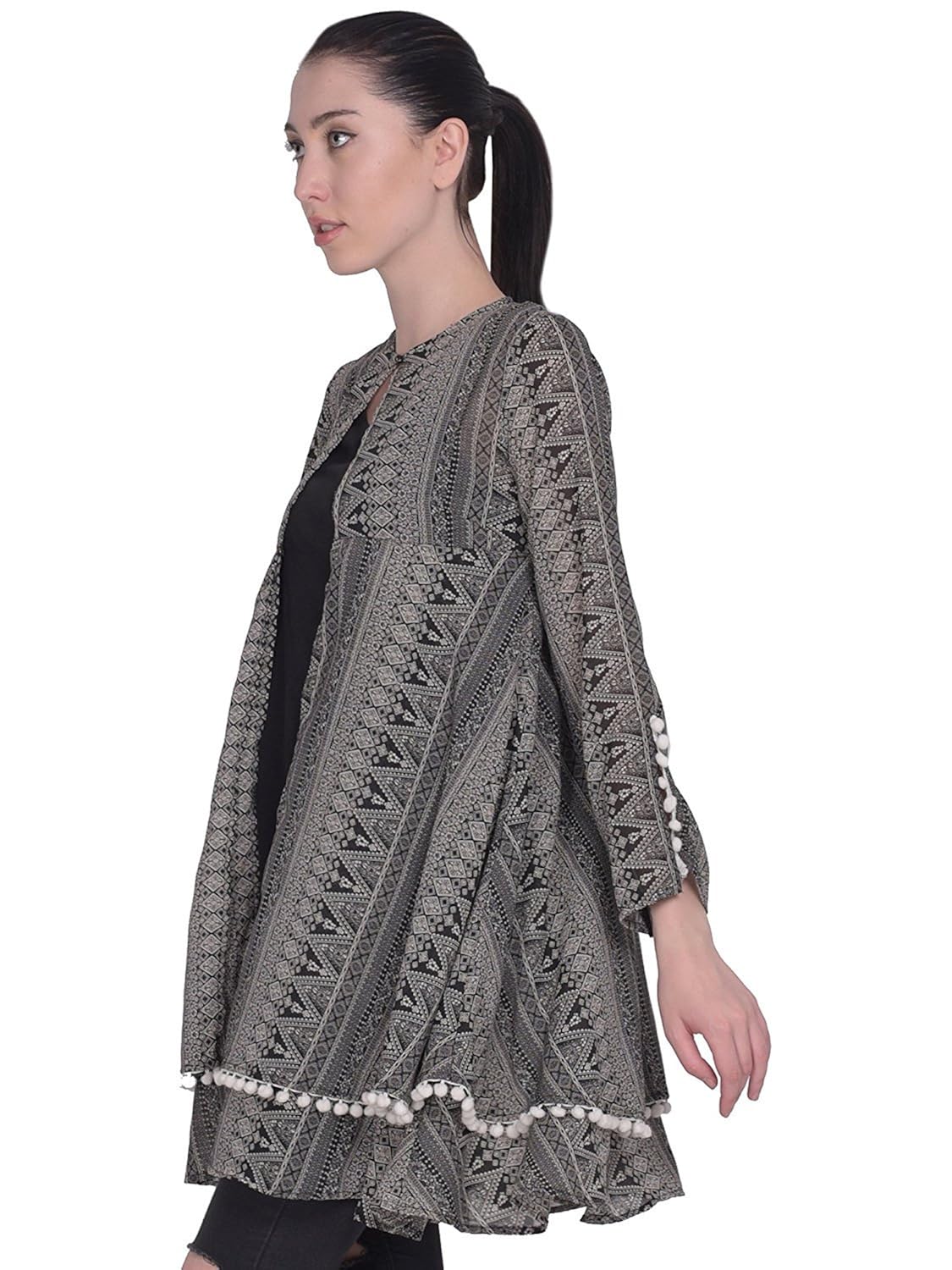 peppytone polyester printed 2 layer umbrella shrug for women