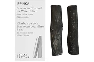 IPPINKA Binchotan Charcoal - Water Purifying Sticks for Great-Tasting Water from Kishu, Japan - Each Stick Filters up to 2 Liters of Water - 2 Sticks