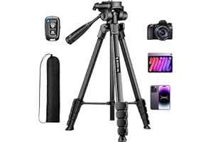 VICTIV 67" Camera Tripod Stand, Tablet Tripod for ipad iPhone, Aluminum Cell Phone Tripod with Remote/Phone Holder, Travel DSLR Tripods for Video Recording, Compatible with Canon Nikon Sony