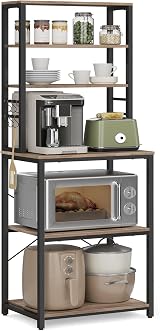 VASAGLE Kitchen Storage Rack Coffee Bar 6 Shelves 6 Hooks 40x60x167 cm