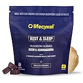PM Rest & Sleep Mushroom Gummies, 60 Count - L-theanine Supplement with Reishi, Ashwagandha, Valerian Root & Tart Cherry for Natural Relaxation, Mood & Improved Sleep - Vegan, Non-GMO