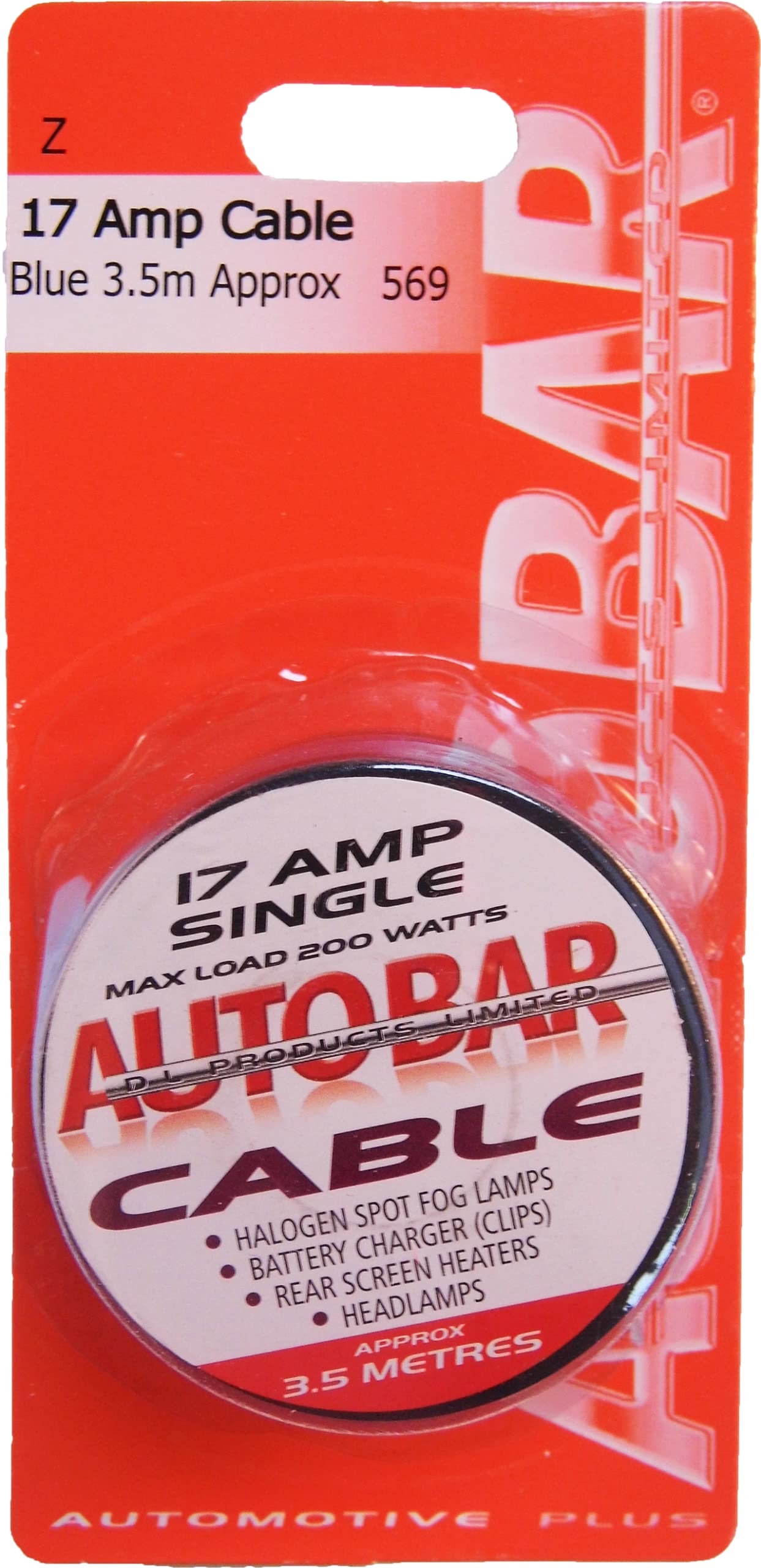 Autobar 569 Multi Purpose Electrical Cable 17 Amp 3.5m Blue Electrical Wire