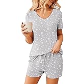 Ekouaer Womens Pajama Sets Short Sleeve Pajamas for Women Sets Soft Lounge Sets Casual V Neck Sleepwear PJS