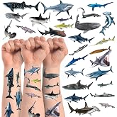 Shark Temporary Tattoos Stickers,16 Sheets 108 Pieces Shark Themed Tattoos Stickers Party Decoration Supplies Party favors for Adults
