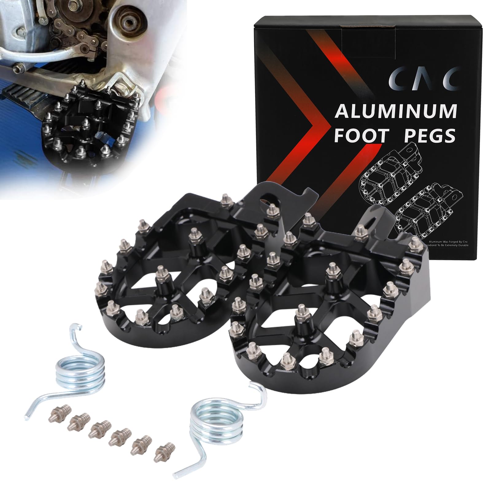 Photo 1 of JFG RACING Dirt Bike Foot Pegs,Dirtbike Foot Pegs Pedal Footpegs for KX250F 06-18/KX250 19-22/KX450F 07-18/KX450 19-23/KLX450R 08-13/KX250X 21-23/KX450X 21-23-Black